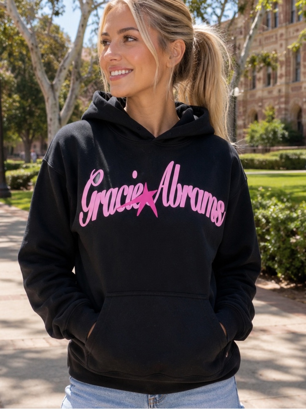 Gracie Abrams 2024 The Secret Of Us Tour Black Hoodie Sweatshirt Merch Cotton XL